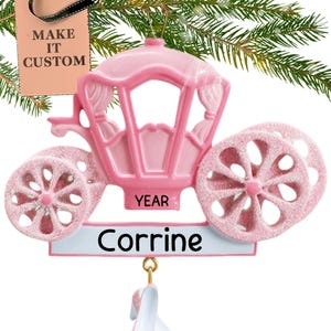 Princess Cinderella Carriage Christmas Ornament - Personalised Royal Carriage Ornament - Christmas Tree Decorations - Baby Girl Gift