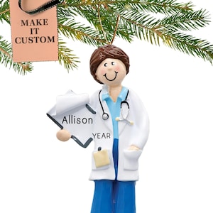 Female Doctor Ornament, Woman Physician Assistant, Med School Gift, Medical Student Laboratory Scientist, Nurse, PhD Graduation Party Decor