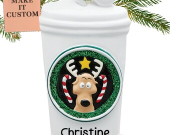 Coffee Lover Ornament - Personalised Coffee mug Christmas Ornament - Christmas Tree Decorations - Kitchen Decoration - Coffee Lover Gift