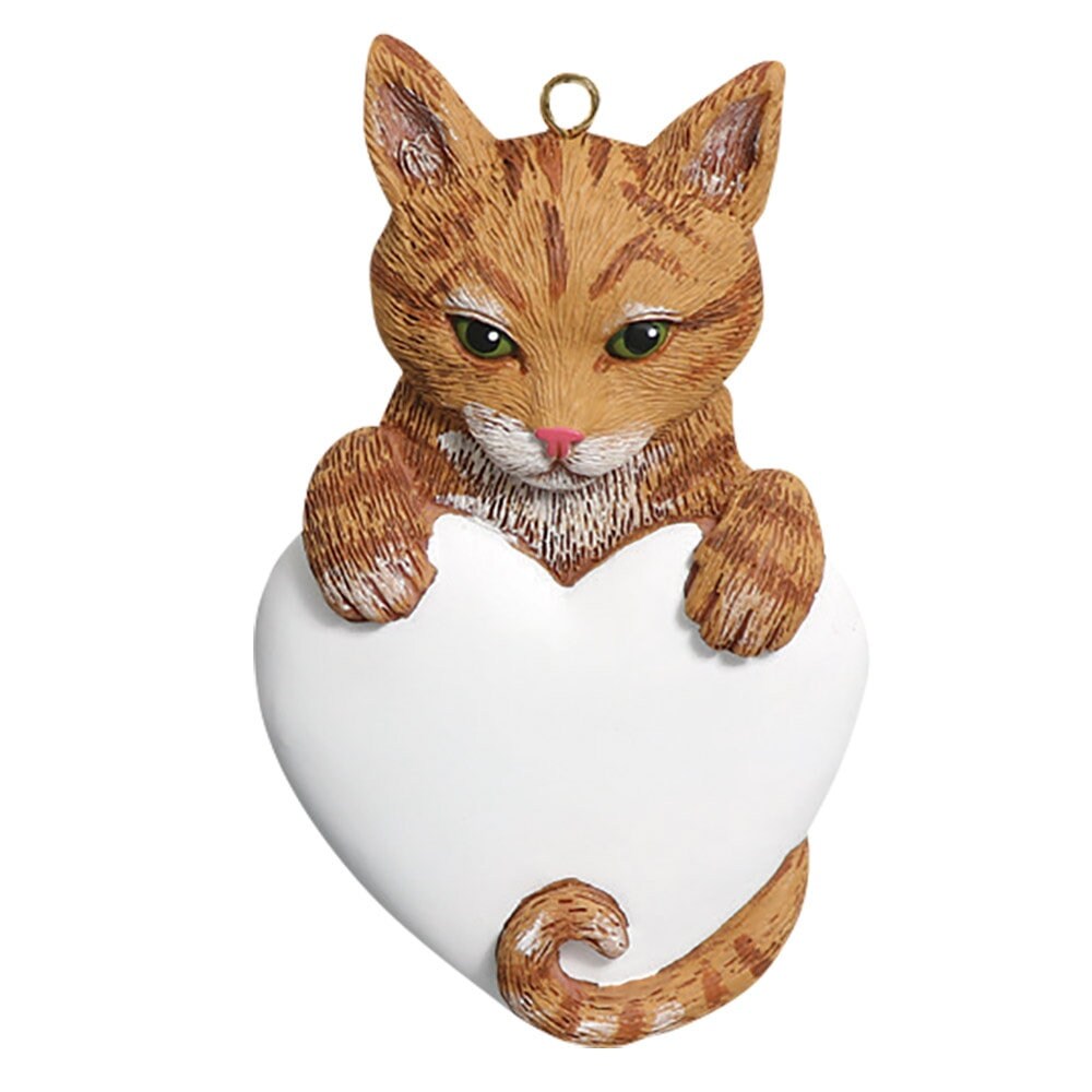 Orange Tabby Cat Ornament Personalized Cat Holding White Etsy