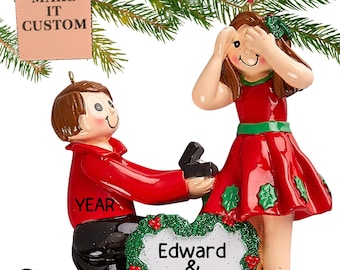 Personalised Engagement Christmas Ornament, First Christmas Newly Engaged Ornament, She Said Yes Decorations, Just Engaged Gifts for Couples