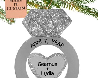 Personalised Engagement Ring Ornament, Newly Engaged Christmas Ornament, Diamond Ring Ornament, She Said Yes, I Said Yes, Just Engaged Gifts