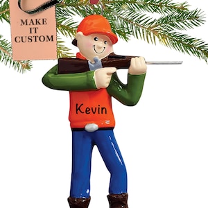Personalized Hunting Ornament 2022, Resin Christmas Presents for Hunters, Deer Hunting with Rifle, Unique Gifts for Dad, Grandpa, Boyfriend