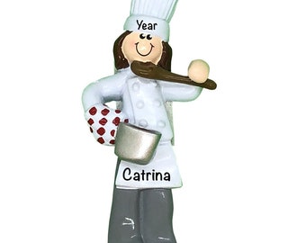Custom Chef Ornament, Cooking Gifts for Women, Top Female Chef Decor for Kitchen, Baker Figurine, Baking Ornament, Christmas Gift for Cook