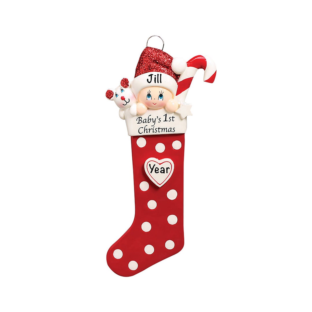 Baby's First Christmas Stocking Ornament, Personalised New Baby