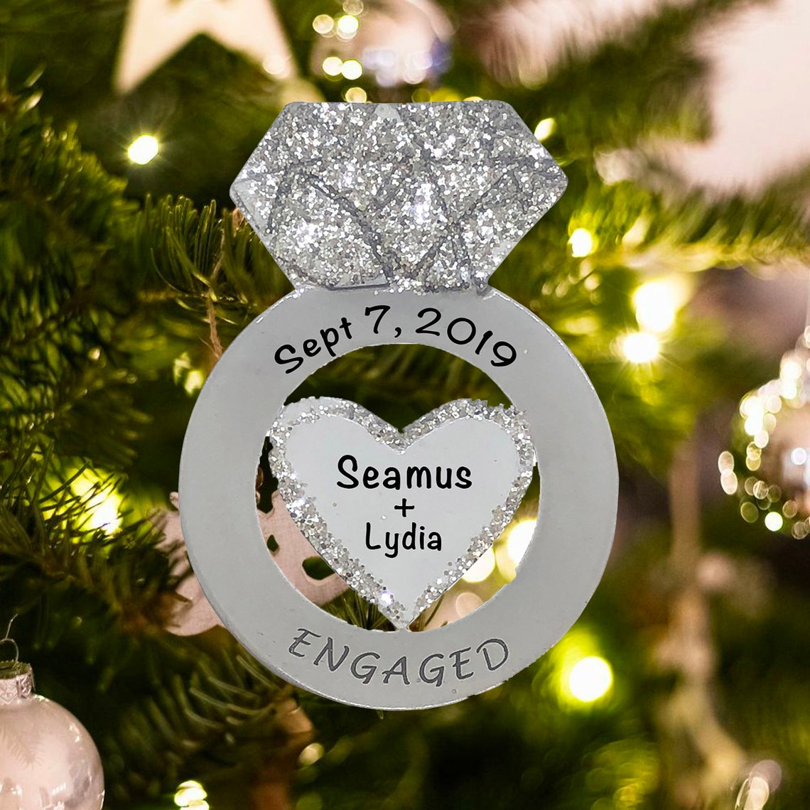 Engagement Ring Ornament Personalized Diamond Ring Ornament Etsy