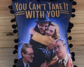 You Can’t Take It With You Pillow - Handmade Classic Movie Art Pillow (with Fluffy Stuffing), Jean Arthur, James Stewart