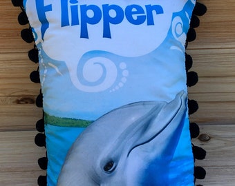 Flipper Pillow, Handmade Classic TV Art Pillow (with Fluffy Stuffing)