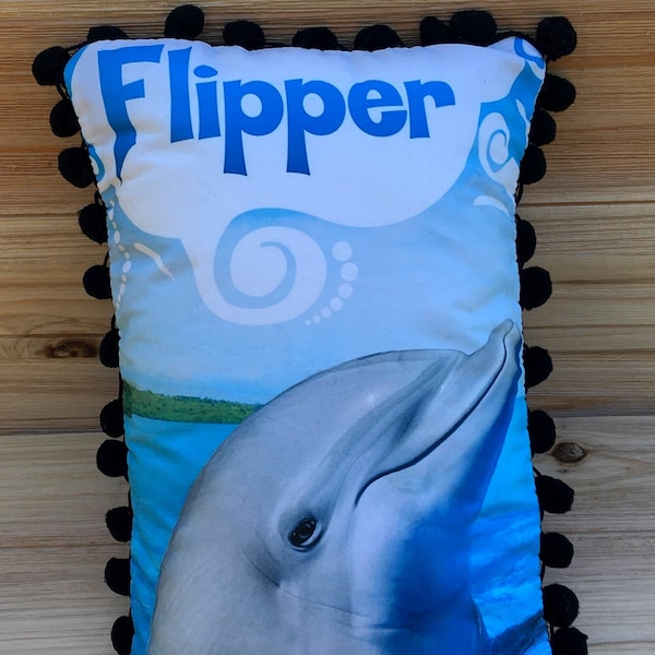 Flipper Pillow, Handmade Classic TV Art Pillow (with Fluffy Stuffing)