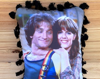 Mork & Mindy Pillow - Handmade Classic TV Art Pillow (with Fluffy Stuffing) | Robin Williams