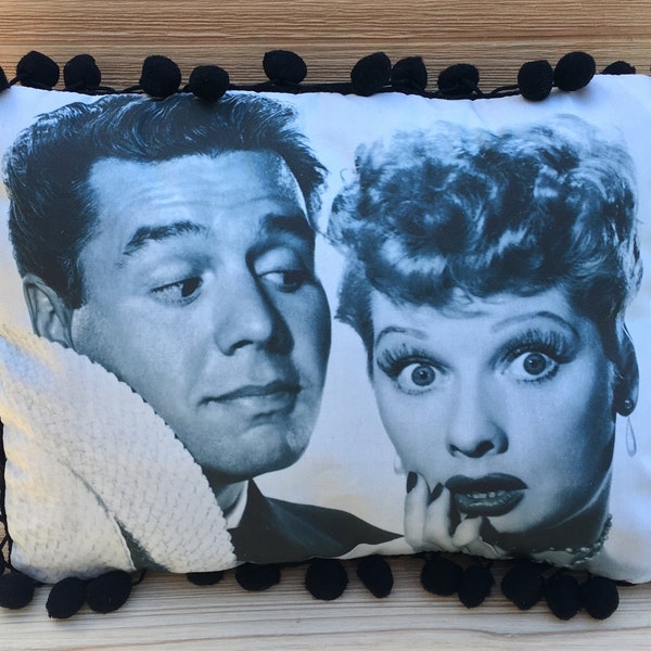 I Love Lucy Pillow III, Lucille Ball & Desi Arnaz, Handmade Classic TV Art Pillow (with Fluffy Stuffing)