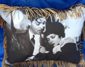 Movie Art Pillow, It Happened One Night - Claudette Colbert & Clark Gable -  Celebrate the Stars, Artisan Art Pillow (with Fluffy Stuffing)