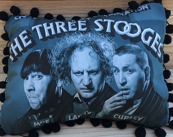 The Three Stooges, Larry Fine, Curly Howard & Moe Howard, Classic Movie Art Pillow (with Fluffy Stuffing)