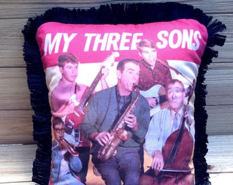 My Three Sons- Handmade Classic TV Art Pillow (with Fluffy Stuffing) | Fred MacMurray