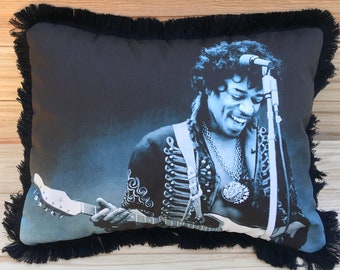 Jimi Hendrix Pillow, Handmade Music Art Accent Pillow (with Fluffy Stuffing)