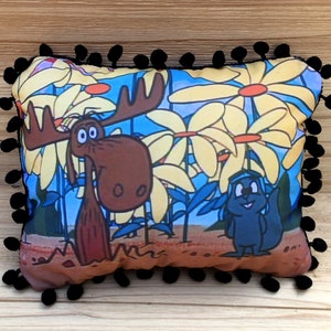 Rocky & Bullwinkle Pillow- Handmade Classic Cartoon Art Pillow (with Fluffy Stuffing) |Bullwinkle