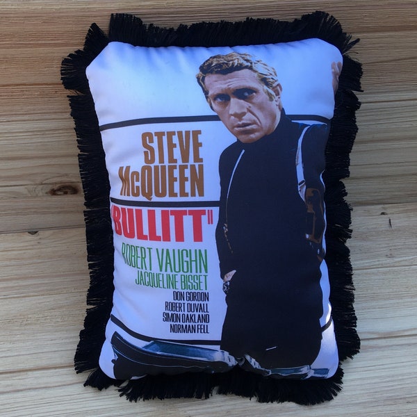 Bullitt- Handgemachtes Classic Movie Art Kissen (mit Fluffy Füllung), Steve McQueen