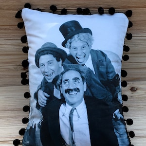 The Marx Brothers Pillow, Groucho, Chico, Harpo, Handmade Classic Comedy Art Pillow (with Fluffy Stuffing) | Movie Posters