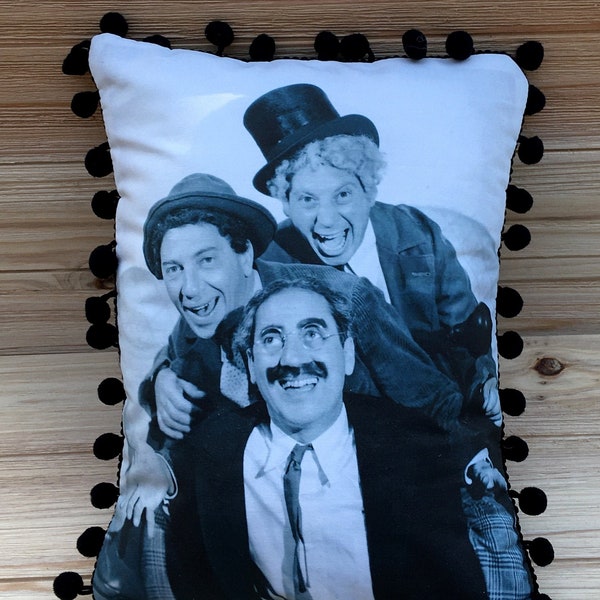 The Marx Brothers Pillow, Groucho, Chico, Harpo, Handmade Classic Comedy Art Pillow (with Fluffy Stuffing) | Movie Posters