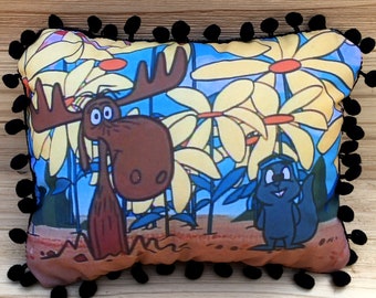 Rocky & Bullwinkle Pillow- Handmade Classic Cartoon Art Pillow (with Fluffy Stuffing) |Bullwinkle