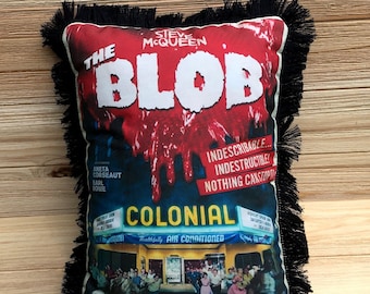 The Blob Pillow, Steven McQueen, Aneta Corsaut, Earl Rowe, Olin Howland, Handmade Classic Movie Art Pillow (with Fluffy Stuffing)