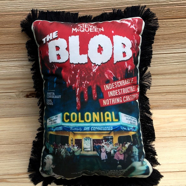 The Blob Pillow, Steven McQueen,  Handmade Classic Movie Art Pillow (with Fluffy Stuffing) | Classic Movie Posters