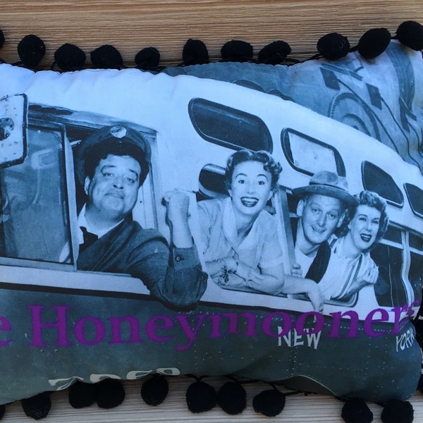 The Honeymooners Pillow, Jackie Gleason, Audrey Meadows, Art Carney, and Joyce Randolph, Handmade Classic TV Pillow (With Fluffy Stuffing)