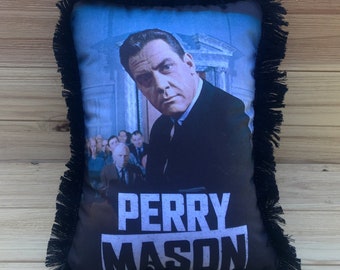 Perry Mason Pillow- Handmade Classic TV Art Pillow (with Fluffy Stuffing) Raymond Burr