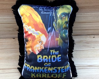 The Bride of Frankenstein- Handmade Classic Movie Art Pillow (with Fluffy Stuffing), Boris Karloff