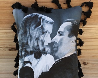 Humphrey Bogart and Lauren Bacall, To Have and Have Not, Handmade Classic Movie Art Pillow (with Fluffy Stuffing)