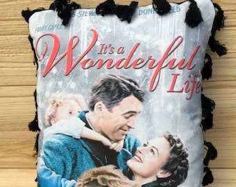 Jimmy Steward and Donna Reed Handmade Classic Movie Art Pillow It/'s a Wonderful Life Pillow with Fluffy Stuffing Star Light at Home
