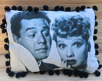 I Love Lucy Pillow III, Lucille Ball & Desi Arnaz, Handmade Classic TV Art Pillow (with Fluffy Stuffing)