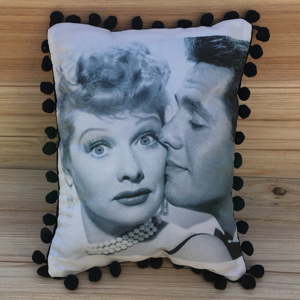 I Love Lucy Pillow II, Lucille Ball & Desi Arnaz, Handmade Classic TV Art Pillow (with Fluffy Stuffing)
