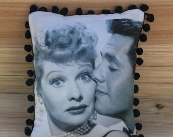 I Love Lucy Pillow II, Lucille Ball & Desi Arnaz, Handmade Classic TV Art Pillow (with Fluffy Stuffing)