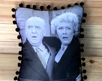 I Love Lucy Pillow, Fred & Ethel Mertz, Handmade Classic TV Art Pillow (with Fluffy Stuffing)