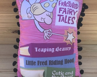 Fractured Fairy Tales- Handmade Classic Animation Art Pillow (with Fluffy Stuffing) | Rocky & Bullwinkle