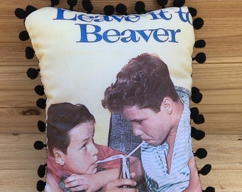 Leave it to Beaver Pillow - Handmade Classic TV Art Pillow (with Fluffy Stuffing) |Joyce DeWitt | Jerry Mathers | Tony Dow