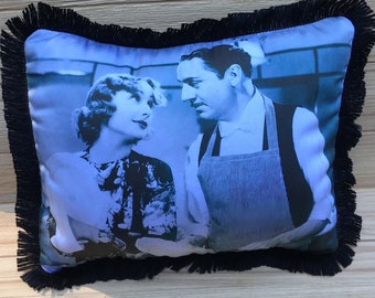 My Man Godfrey Pillow - Carol Lombard and William Powell, Handmade Classic Movie Art Pillow (with Fluffy Stuffing)