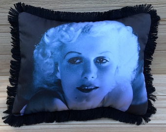 Jean Harlow Pillow - Legend of Classical Hollywood Cinema, Handmade Classic Movie Art Pillow (with Fluffy Stuffing