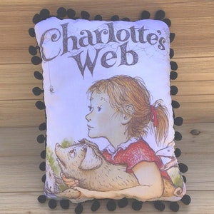 Charlotte's Web Pillow: Handmade Classic Children's Book Art Pillow (with Fluffy Stuffing), E.B. White