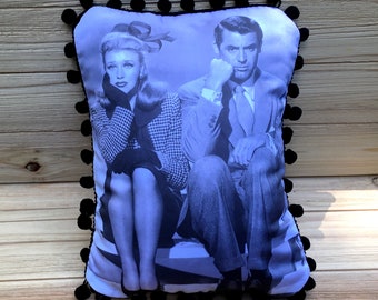 Once Upon a Honeymoon Pillow | Handmade Classic Movie Pillow (with Fluffy Stuffing) | Cary Grant | Ginger Rogers