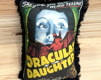 Dracula’s Daughter Pillow, Otto Kruger, Gloria Holden, Marguerite Churchill, Handmade Classic Movie Art Pillow (with Fluffy Stuffing)