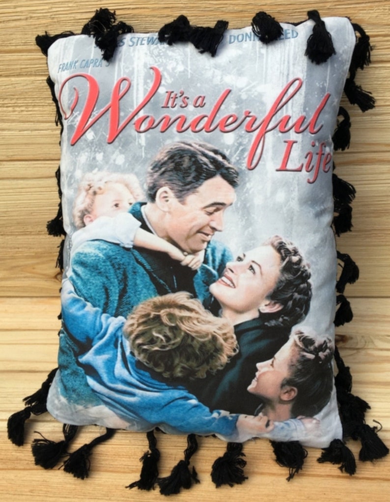 Jimmy Steward and Donna Reed Handmade Classic Movie Art Pillow It/'s a Wonderful Life Pillow with Fluffy Stuffing Star Light at Home
