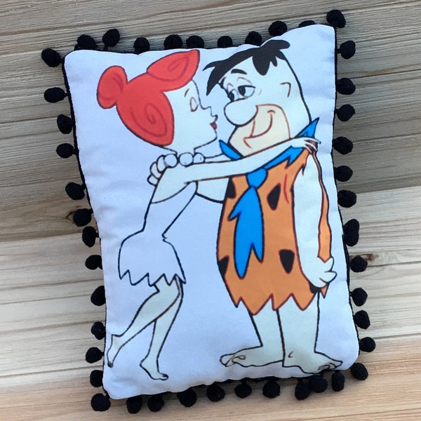 Flintstones Pillow, Fred & Wilma Flintstone, Classics at Home, Handmade Classic Cartoons Art Pillow (with Fluffy Stuffing)