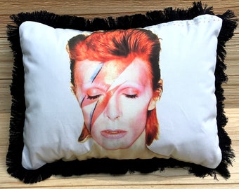 David Bowie Pillow: Handmade Music Art Accent Pillow (with Fluffy Stuffing), Aladdin Sane