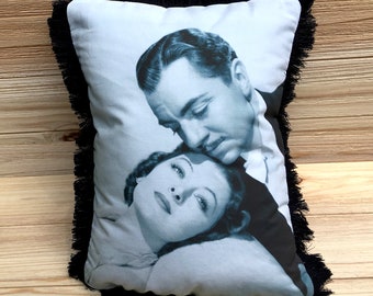 The Thin Man Pillow, Myrna Loy & William Powell, Handmade Classic Movie Art Pillow (with Fluffy Stuffing) | Classic Movie Posters