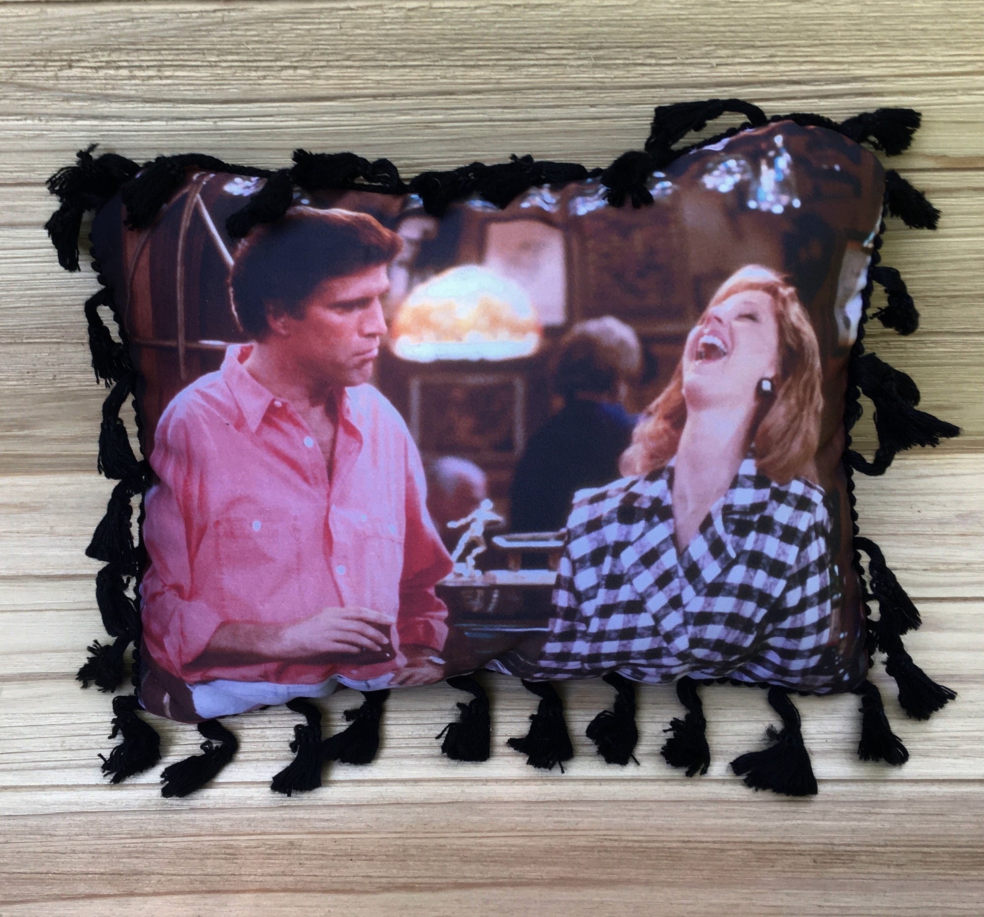 Cheers Pillow, Ted Danson and Shelley Long, Handmade Classic TV Art Pillow (with Fluffy Stuffing)