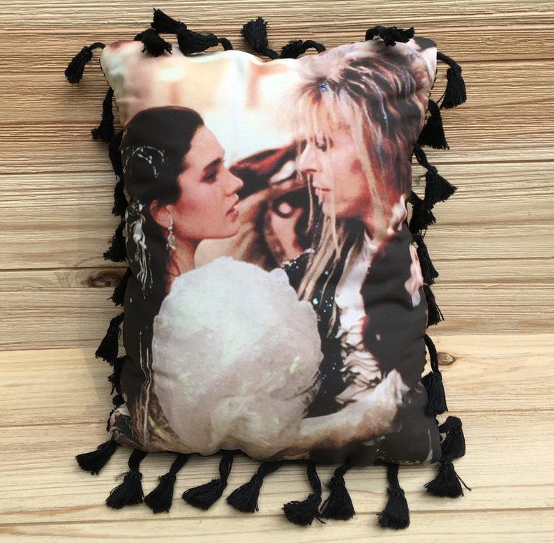 Labyrinth Pillow, David Bowie & Jennifer Connelly, Handmade Classic Movie Art Pillow with Fluffy Stuffing image 1