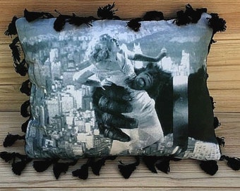 King Kong Pillow, Fay Wray, Handmade Classic Movie Art Pillow (with Fluffy Stuffing)