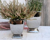 silver-coloured ceramic cup for flowers and plants 3 variants